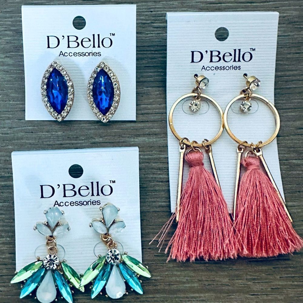 2 PairsโCrystal Jewel Sparkly EarringsโBundle